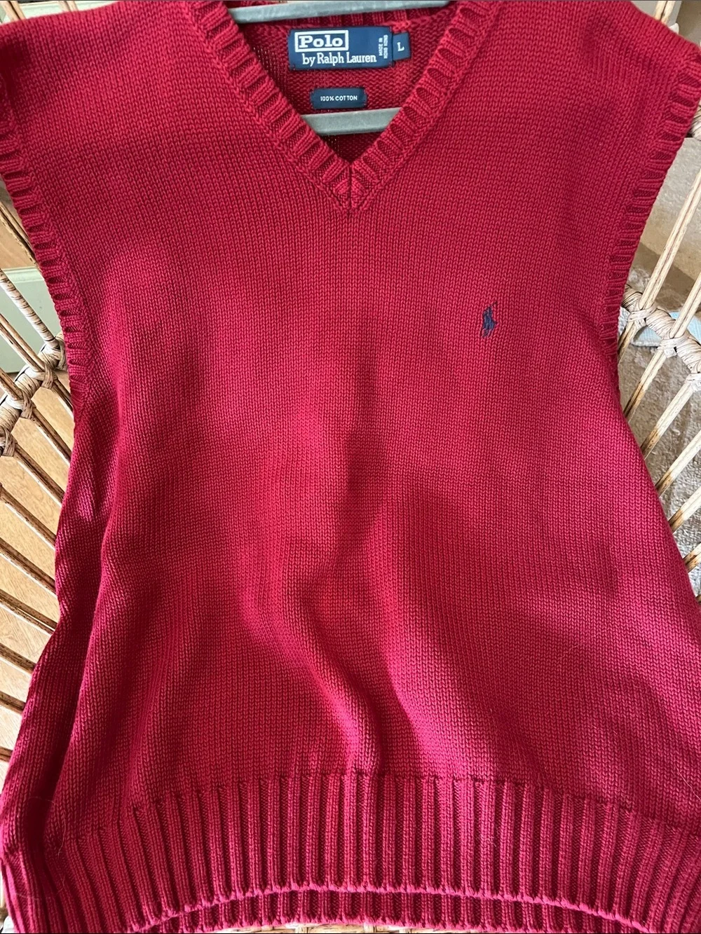 Polo by Ralph Lauren Red V-Neck Knit Sweater Vest